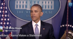 President Barack Obama speaks in the White House press room on April 23, 2015, regarding a counterterrorism strike that accidentally killed an American and an Italian hostage. (Screen shot from WhiteHouse.gov)